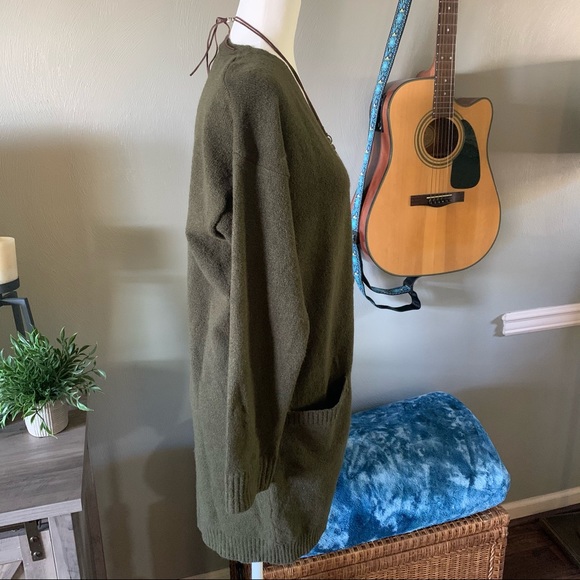 Olive Green Longline Cardigan - Picture 5 of 7